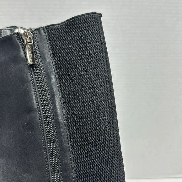 Aquatalia Boots Leather Tall Riding Quilted Horse Bit Side Zip Up Black Size 7 - Picture 8 of 12